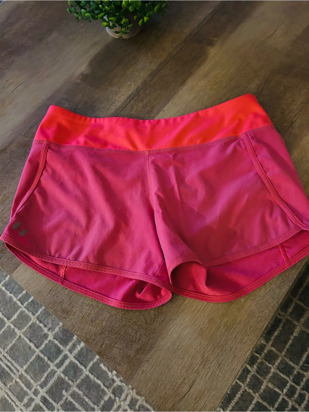 Under Armour Women’s Hot Pink Athletic Shorts with Contrast Waistband